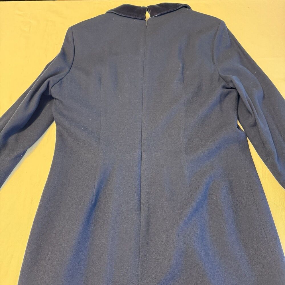 NWT Vintage 90s Talbots Navy Wool Dress With Velvet Collar & Buttons Size 14 - Picture 12 of 16